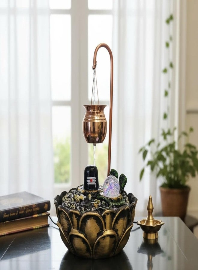 ALILA Water Fountain Indoor for Pooja Room, Worship (Copper, Size: 18inch) (Modern Shivling) - Image 4